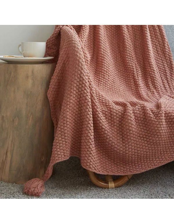 Waffle blanket ins wind sofa blanket office nap tassel ball wool leisure air conditioning blanket
