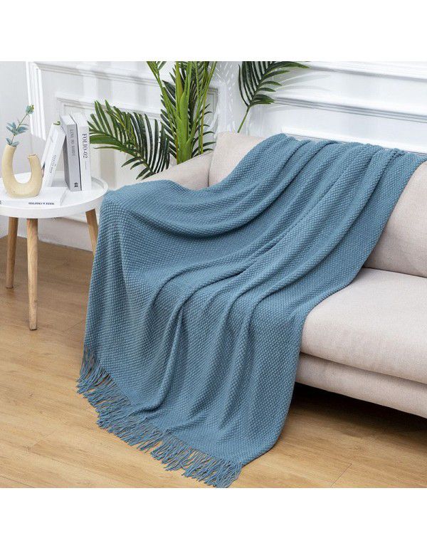 Summer air conditioning blanket knitting blanket thousand bird pattern tassel sofa blanket small blanket bed tail American wool nap blanket