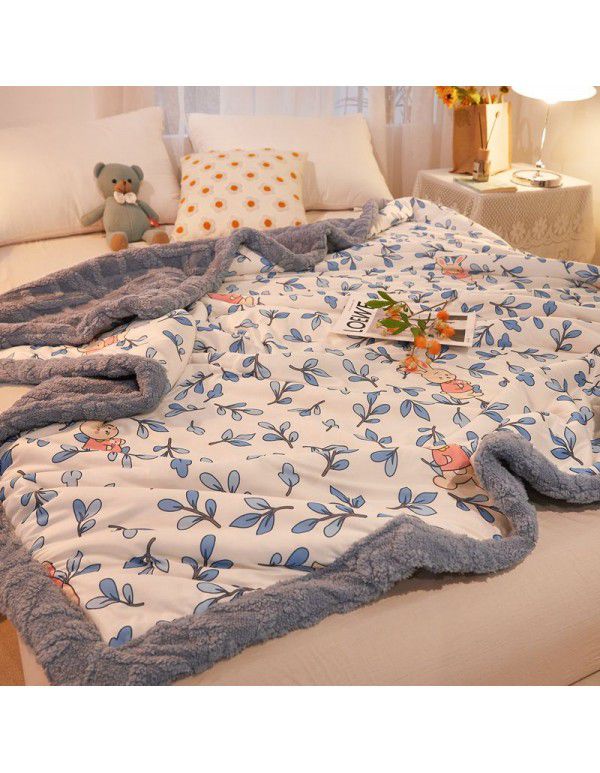 Winter jacquard plush thickened blanket Children's blanket Office nap blanket Dormitory double knitted cotton quilt Autumn