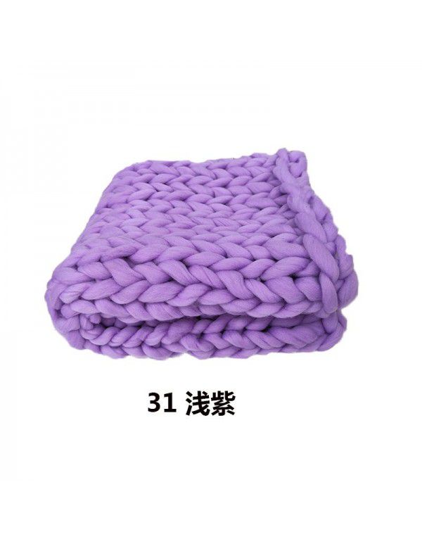 Cross border supply Thumb coarse wool blanket blanket blanket wool hand woven Iceland blanket acrylic blanket wholesale