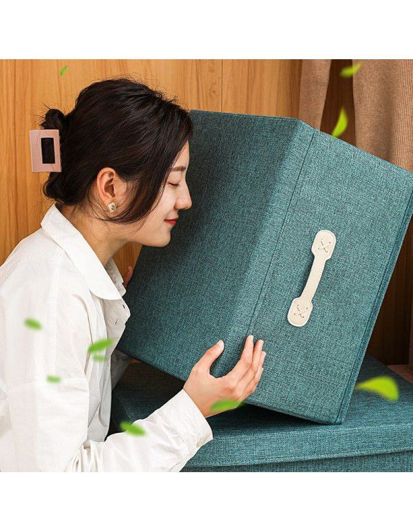Cotton and linen folding storage box with thickened cover, drawer type storage box, Japanese storage box