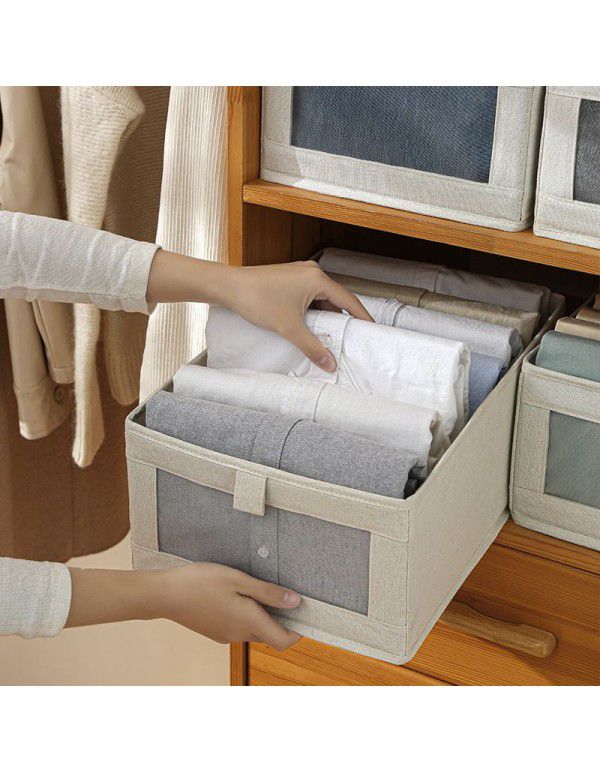 Cotton and linen storage box Drawer type dormitory wardrobe Folding and sorting box Toy bag Desktop mesh window storage box