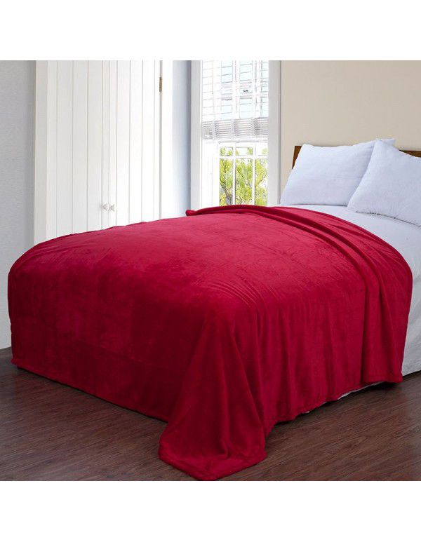 Solid flannel blanket winter coral blanket thickened warm bed sheet small blanket single double sofa blanket