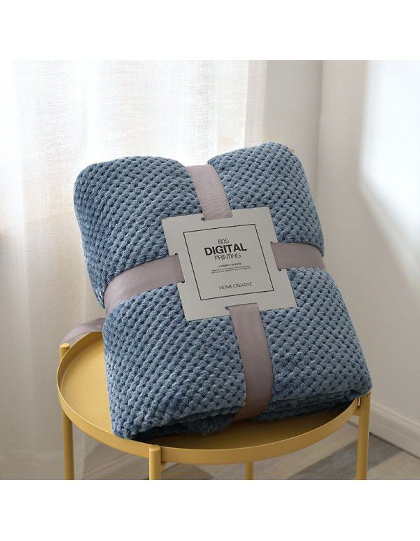 Thickened solid color pineapple lattice sofa blanket flannel blanket coral velvet office air conditioning blanket gift blanket