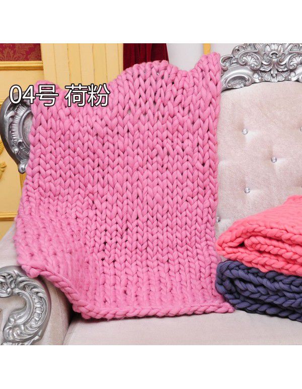 Cross border supply Thumb coarse wool blanket blanket blanket wool hand woven Iceland blanket acrylic blanket wholesale