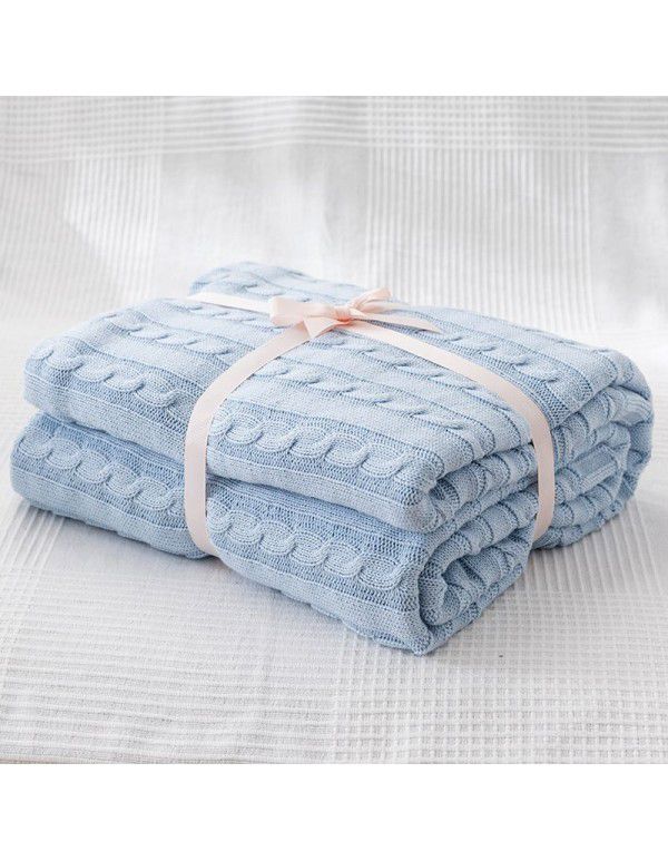 Cotton blanket, quilt, office sofa, small blanket, noon sleeping towel blanket, knitting, leisure blanket, coarse wool knitting