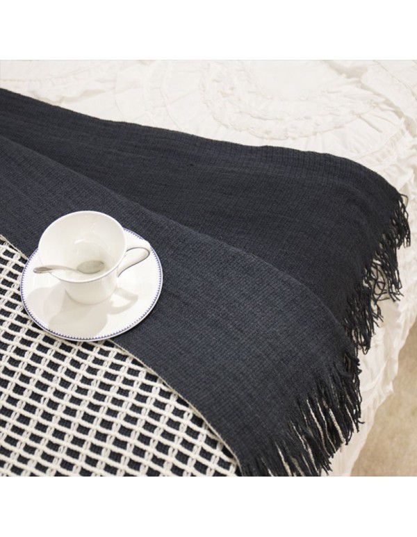 Nordic sofa cover blanket knitting blanket foreign trade blanket waffle blanket fringes scarf lunch break blanket 