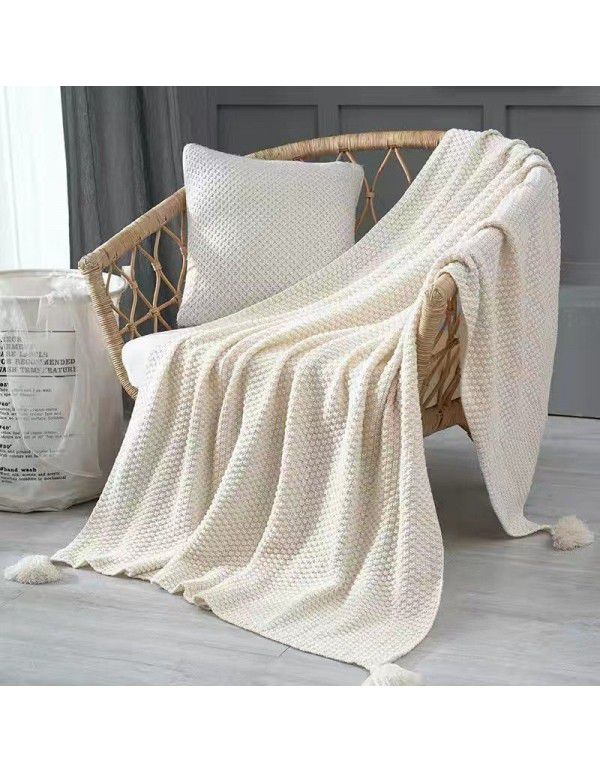 Noon nap blanket, office air conditioner, small wool sofa, blanket, tassel, knitting ball, wool yarn, casual manufacturer, direct sales