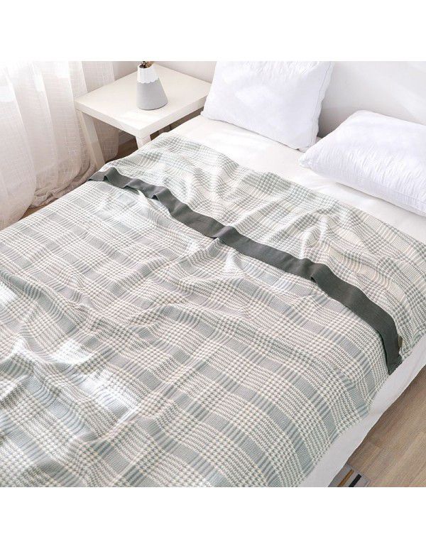 Leisure bamboo cotton sofa cover blanket towel quilt cool thousand bird grid gauze summer cool quilt air conditioning blanket summer double