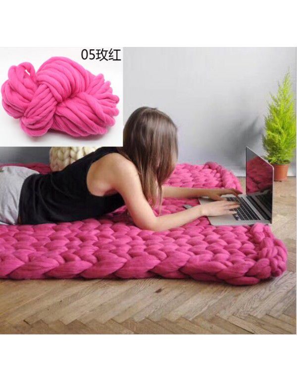 Cross border supply Thumb coarse wool blanket blanket blanket wool hand woven Iceland blanket acrylic blanket wholesale