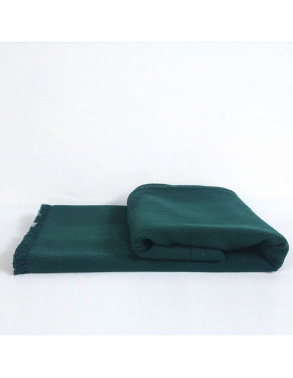 Luxury dark green sofa blanket bed towel bed blanket light green model room blanket thousand bird grid knitting bed blanket