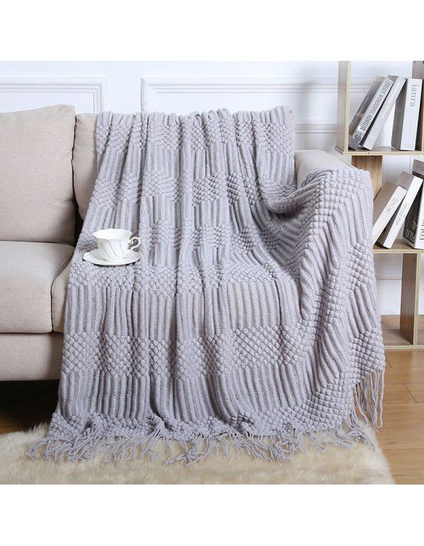 Sofa blanket cover blanket Nordic cross-border tassel air conditioner lunch break nap blanket hotel bed with summer bed flag bed tail blanket