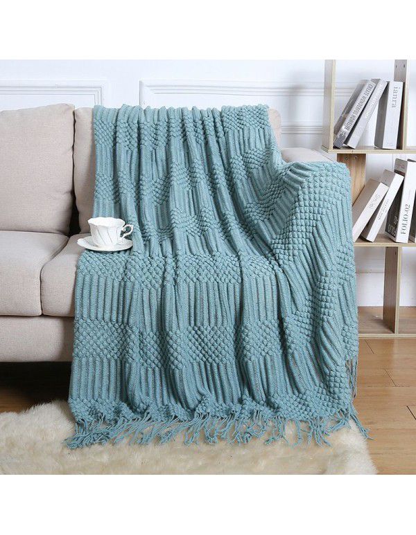 Summer air conditioning blanket knitting blanket thousand bird pattern tassel sofa blanket small blanket bed tail American wool nap blanket