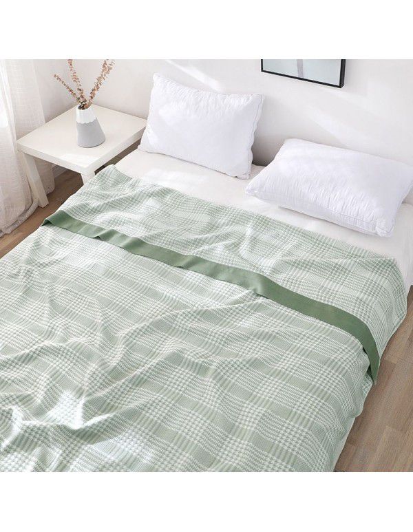 Leisure bamboo cotton sofa cover blanket towel quilt cool thousand bird grid gauze summer cool quilt air conditioning blanket summer double