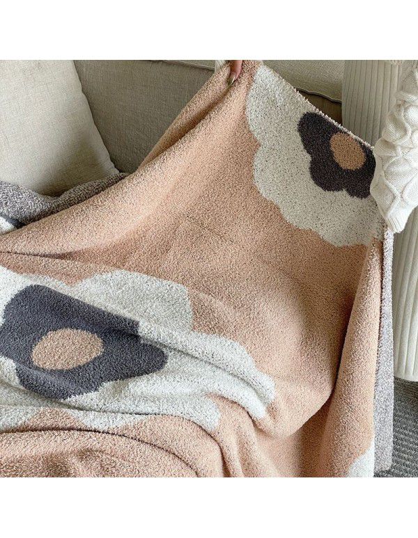 Cute flower half velvet knitting multi-functional blanket ins Nordic soft blanket Office nap blanket