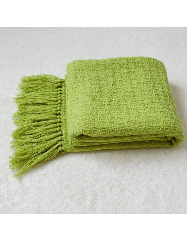 High grade model room dark green blanket modern simple blanket modern orange white sofa blanket bed tail blanket