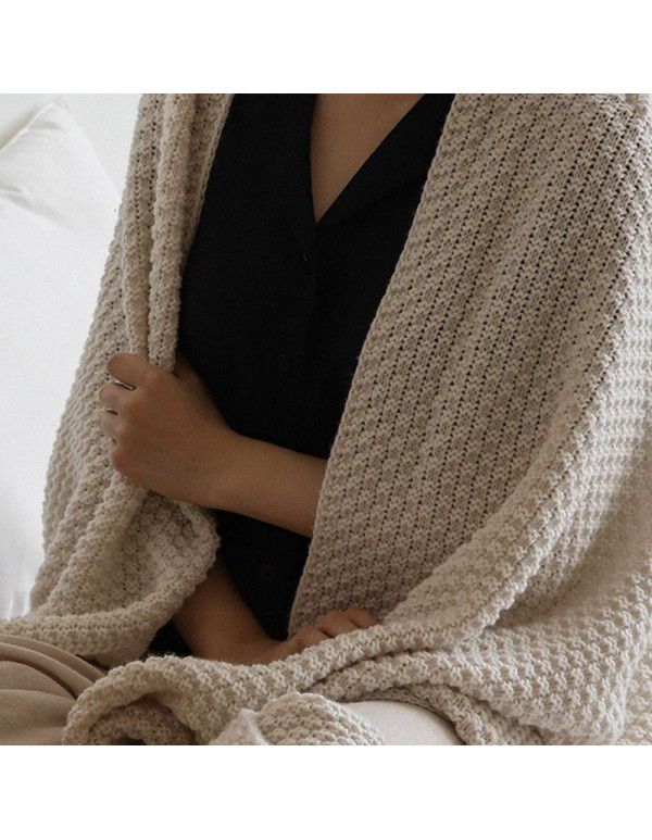 Ins Nordic sandstorm hair blanket Office nap blanket Air conditioning blanket Cover blanket Shawl wool knitting blanket Bed tail towel