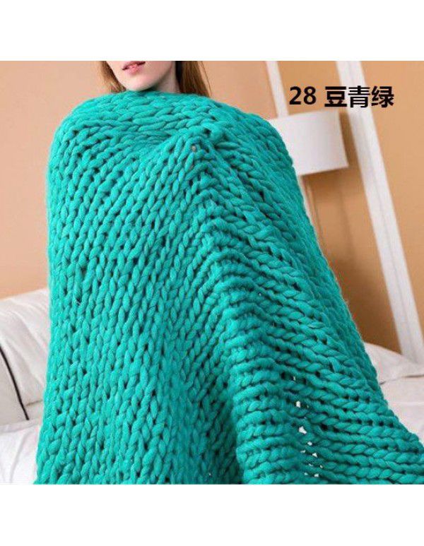 Cross border supply Thumb coarse wool blanket blanket blanket wool hand woven Iceland blanket acrylic blanket wholesale