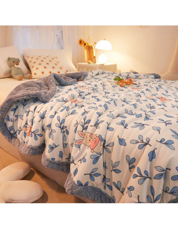 Winter jacquard plush thickened blanket Children's blanket Office nap blanket Dormitory double knitted cotton quilt Autumn