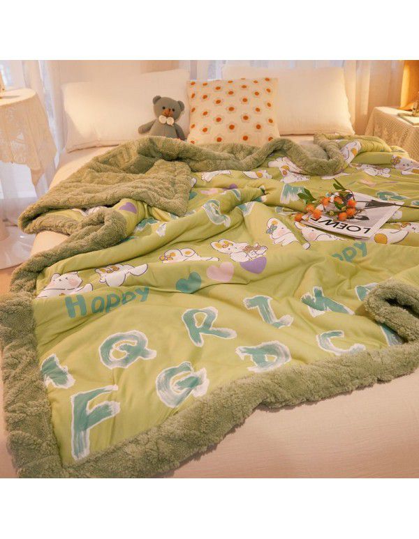 Winter jacquard plush thickened blanket Children's blanket Office nap blanket Dormitory double knitted cotton quilt Autumn