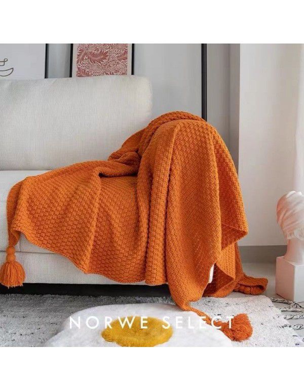 Noon nap blanket, office air conditioner, small wool sofa, blanket, tassel, knitting ball, wool yarn, casual manufacturer, direct sales