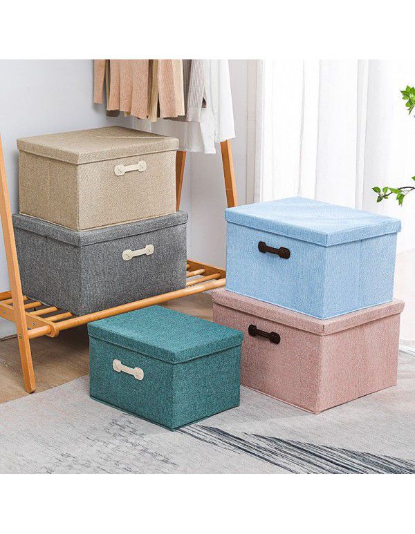 Cotton and linen folding storage box with thickened cover, drawer type storage box, Japanese storage box