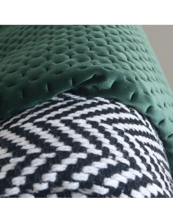 Luxury dark green sofa blanket bed towel bed blanket light green model room blanket thousand bird grid knitting bed blanket