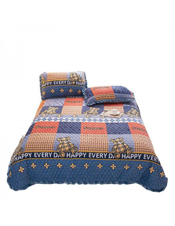 Factory direct sales thickened bed cover autumn and winter milk velvet cotton cover blanket three piece set crystal velvet single bed cover blanket wholesale