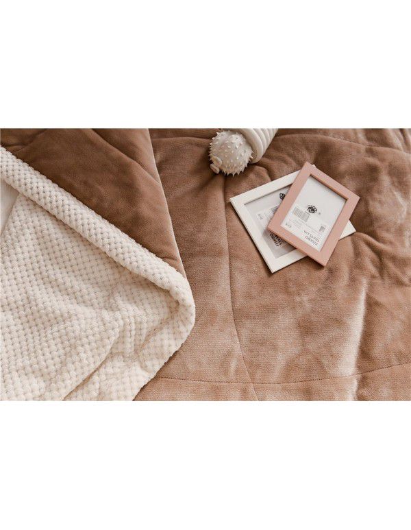 Three layer space capsule milk velvet soybean fiber blanket thickened coral velvet office sofa nap blanket in winter