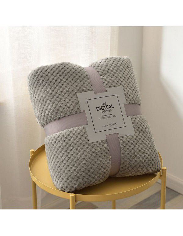 Thickened solid color pineapple lattice sofa blanket flannel blanket coral velvet office air conditioning blanket gift blanket