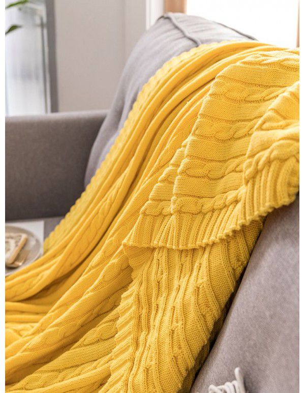 Cotton blanket, quilt, office sofa, small blanket, noon sleeping towel blanket, knitting, leisure blanket, coarse wool knitting