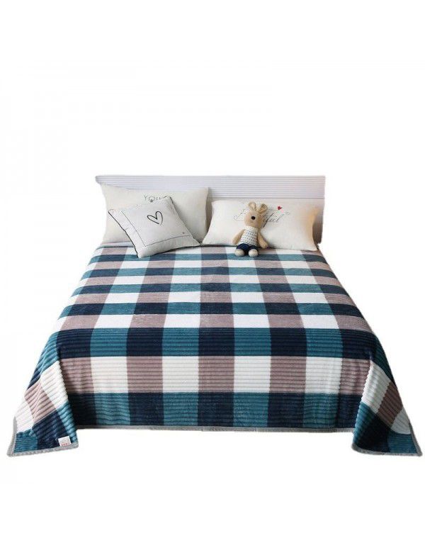 New striped blanket coral blanket student dormitory single blanket double enlarged blanket blanket