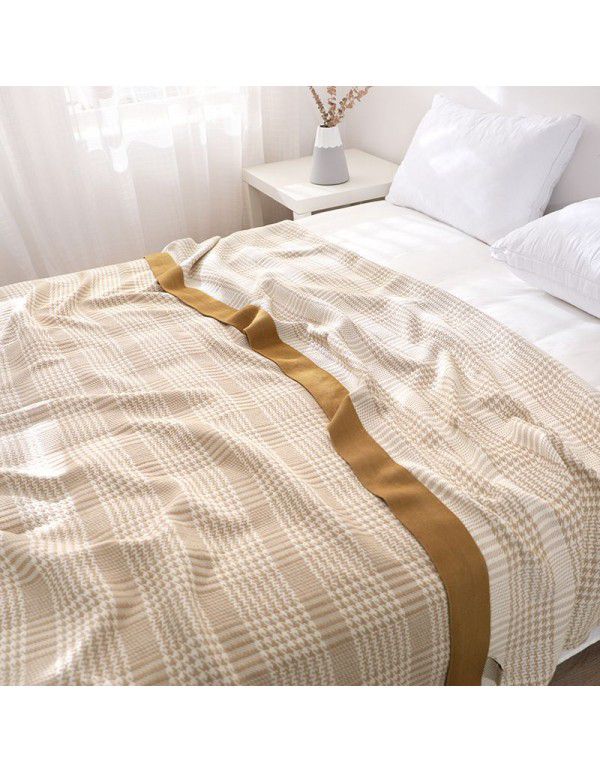 Leisure bamboo cotton sofa cover blanket towel quilt cool thousand bird grid gauze summer cool quilt air conditioning blanket summer double