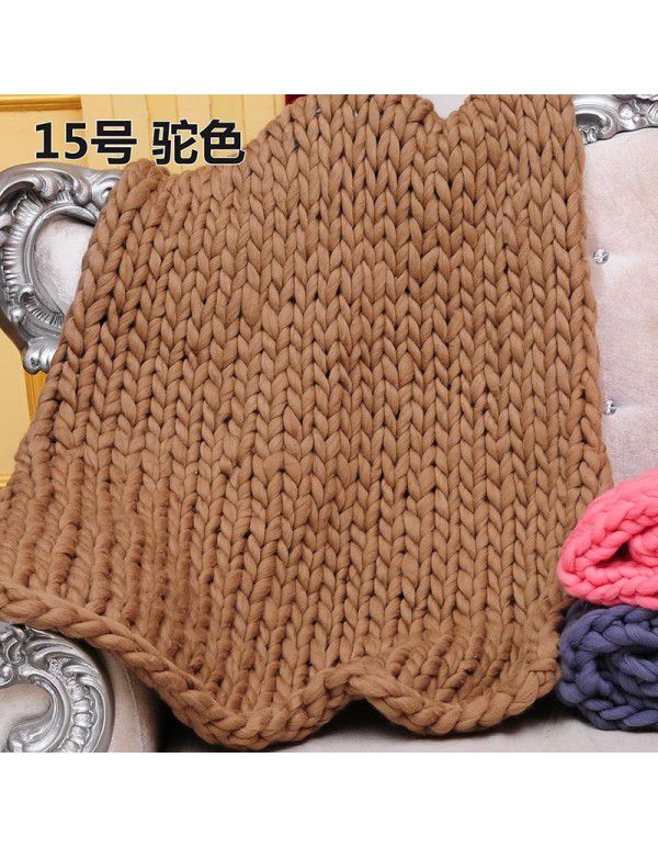 Cross border supply Thumb coarse wool blanket blanket blanket wool hand woven Iceland blanket acrylic blanket wholesale