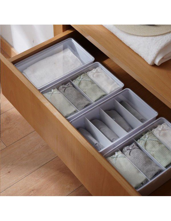 Transparent desktop compartment cosmetic storage box Multi functional sundries separation and sorting box Refrigerator storage with cover