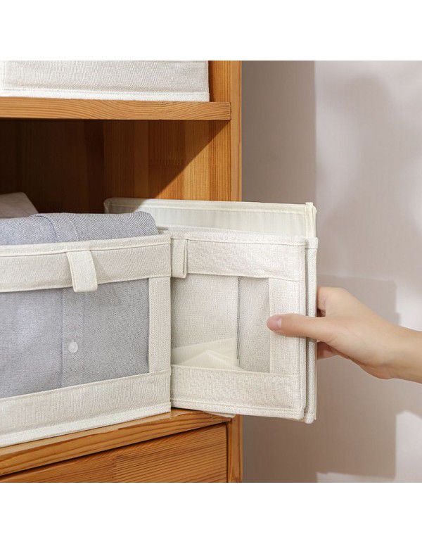 Cotton and linen storage box Drawer type dormitory wardrobe Folding and sorting box Toy bag Desktop mesh window storage box