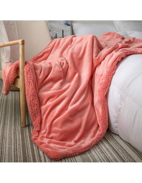 Small blanket, sofa cover blanket, lamb wool, double layer thickened coral wool, office nap, lunch break, air-conditioned children's blanket