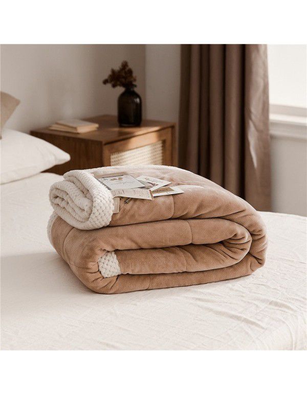 Three layer space capsule milk velvet soybean fiber blanket thickened coral velvet office sofa nap blanket in winter