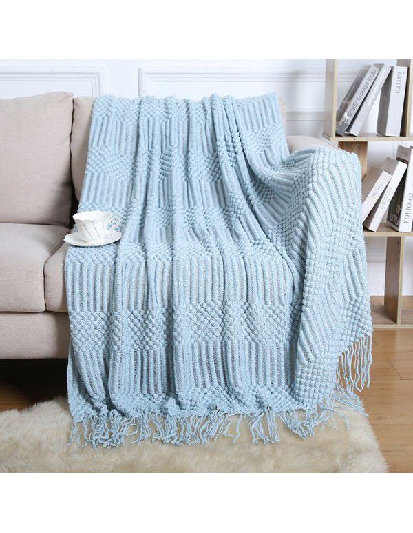 Sofa blanket cover blanket Nordic cross-border tassel air conditioner lunch break nap blanket hotel bed with summer bed flag bed tail blanket