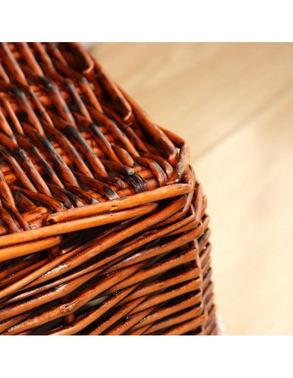 Manufacturer wholesale wicker woven large dirty clothes storage basket household toys sundries storage basket square rattan woven storage basket