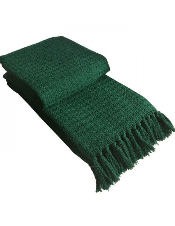 High grade model room dark green blanket modern simple blanket modern orange white sofa blanket bed tail blanket