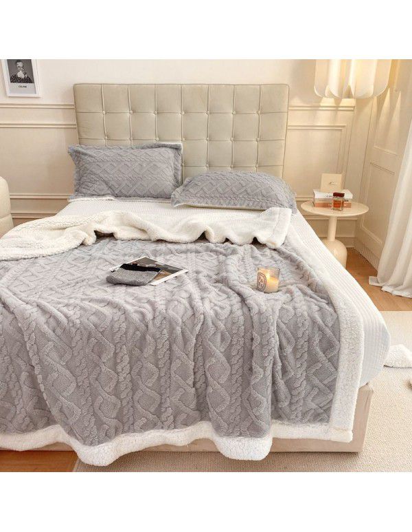 Cross border cashmere blanket thickened double layer jacquard taff blanket siesta blanket flannel blanket