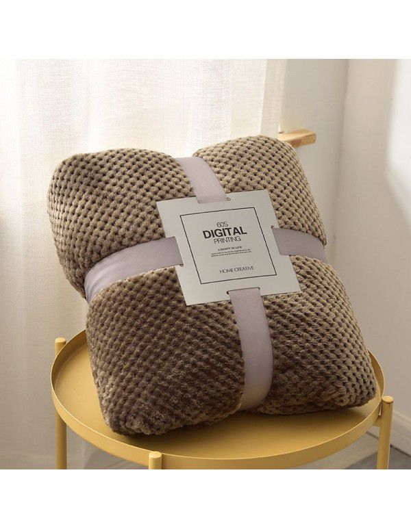 Thickened solid color pineapple lattice sofa blanket flannel blanket coral velvet office air conditioning blanket gift blanket
