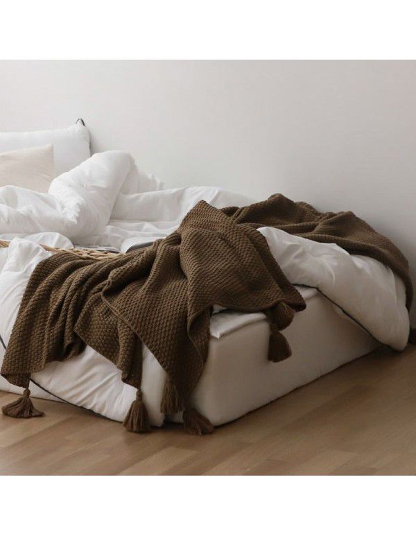 Ins Nordic sandstorm hair blanket Office nap blanket Air conditioning blanket Cover blanket Shawl wool knitting blanket Bed tail towel