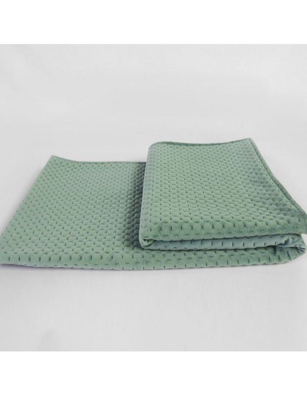 Luxury dark green sofa blanket bed towel bed blanket light green model room blanket thousand bird grid knitting bed blanket