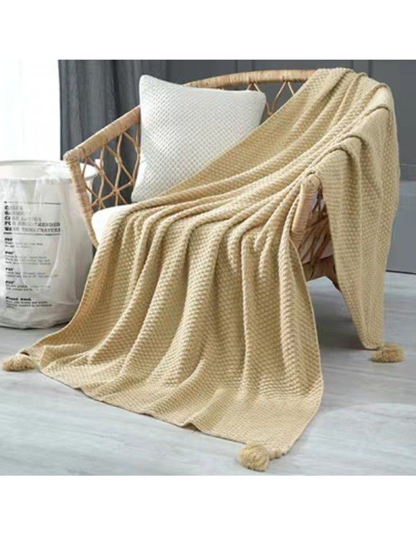 Noon nap blanket, office air conditioner, small wool sofa, blanket, tassel, knitting ball, wool yarn, casual manufacturer, direct sales