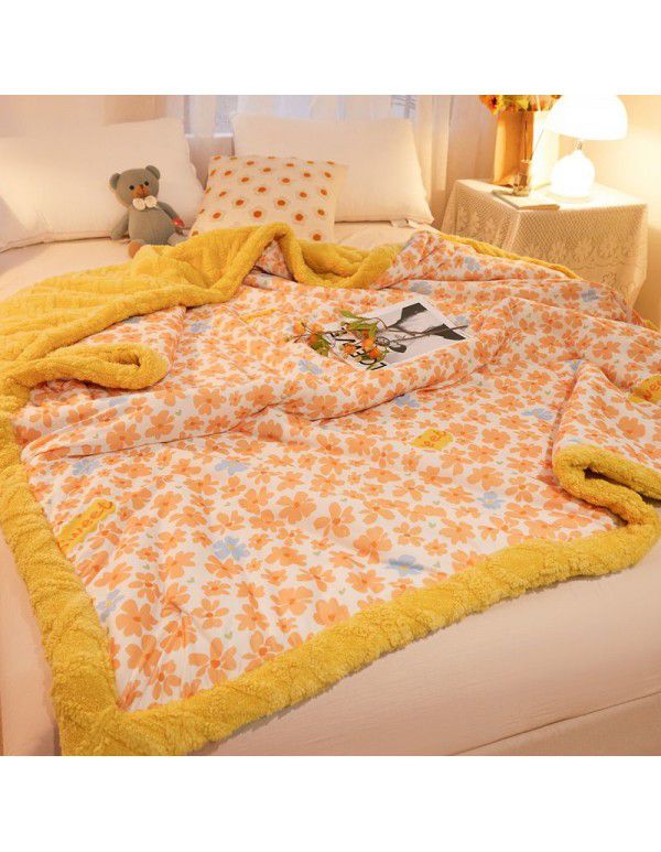 Winter jacquard plush thickened blanket Children's blanket Office nap blanket Dormitory double knitted cotton quilt Autumn