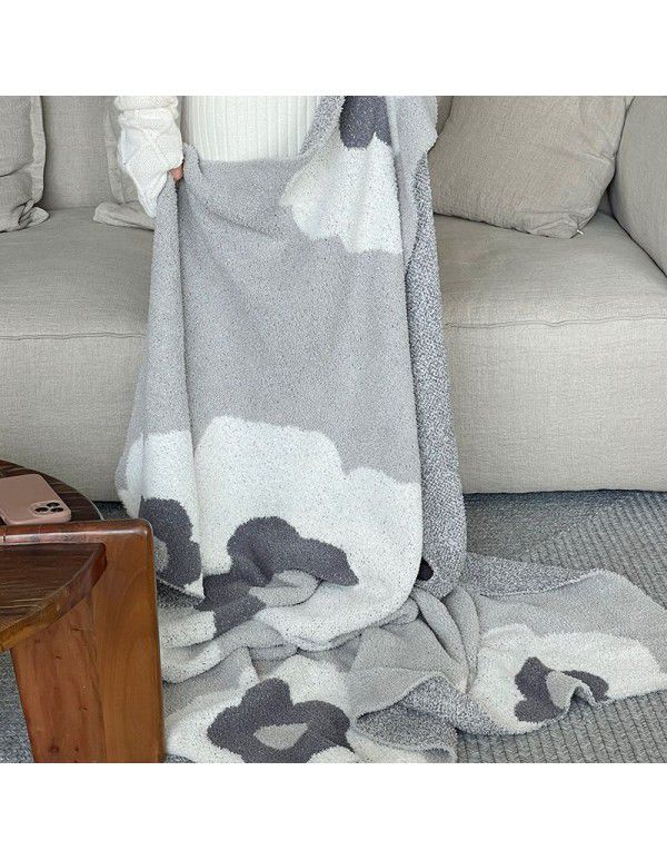 Cute flower half velvet knitting multi-functional blanket ins Nordic soft blanket Office nap blanket