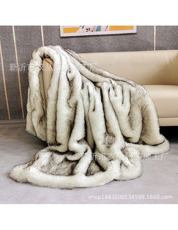 European Fox like Blanket Model Room Soft Fur Blanket PV Blanket Bed End Blanket
