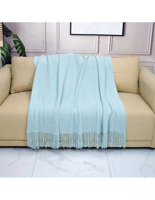 Pure color knitting blanket Home stay bed end decorative blanket blanket bed napkin ins nap air conditioning blanket blanket sofa blanket